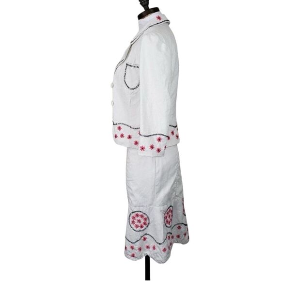 Tibi White Embroidered Linen & Cotton Dress + Jacket Set | Size 0 & XS - Picture 3 of 16